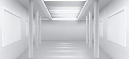 White empty art gallery, abstract room background vector