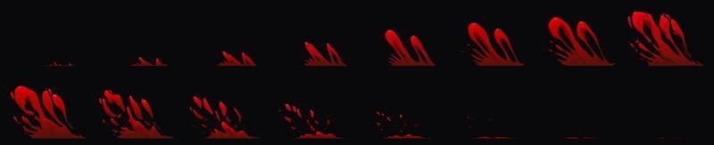 Blood splash sprite sheet for game or animation vector