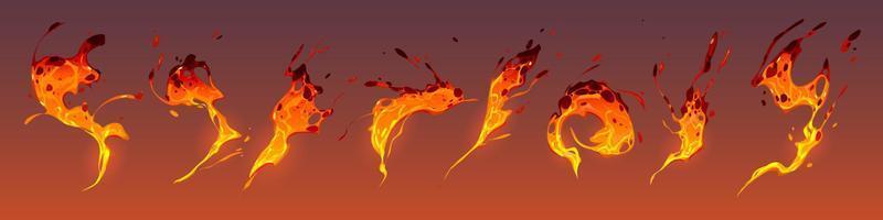 Liquid lava splashes with fire and drops vector