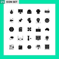 25 Thematic Vector Solid Glyphs and Editable Symbols of port display pc death danger Editable Vector Design Elements