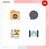4 User Interface Flat Icon Pack of modern Signs and Symbols of files real estate bubble house keys user Editable Vector Design Elements