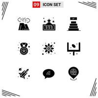 Set of 9 Modern UI Icons Symbols Signs for science physics success badge reward Editable Vector Design Elements