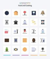 comida creativa 25 paquete de iconos planos como cocina. conservas. caramelo. comida. comida vector