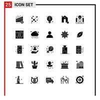 Universal Icon Symbols Group of 25 Modern Solid Glyphs of project management business idea idea active learning house Editable Vector Design Elements