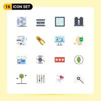 16 Universal Flat Color Signs Symbols of credit business broken work office Editable Pack of Creative Vector Design Elements