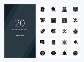 20 Seo  Web Solid Glyph icon for presentation vector