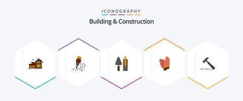 Building And Construction 25 Flat icon pack including repair. building. tool. gloves. masonry vector