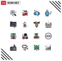 Set of 16 Modern UI Icons Symbols Signs for folder move rain human body Editable Creative Vector Design Elements