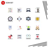 User Interface Pack of 16 Basic Flat Colors of travel pump floor laptop gadget Editable Pack of Creative Vector Design Elements