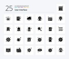 User Interface 25 Solid Glyph icon pack including light. bulb. weather. schedule. appointment vector