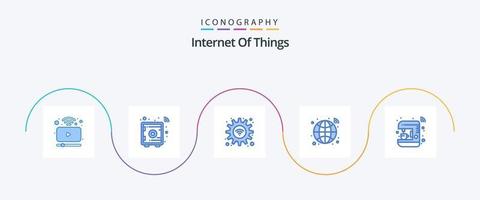 paquete de iconos azul 5 de internet de las cosas que incluye internet. café. opciones la red. centro vector