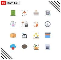 Universal Icon Symbols Group of 16 Modern Flat Colors of market financial summer data bag Editable Pack of Creative Vector Design Elements