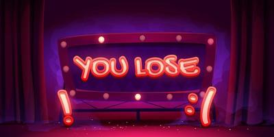 You lose game screen, slot machine lottery concept