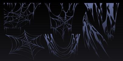 Spider web Halloween set, cobweb spooky insect net vector