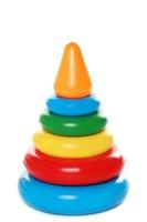 Colorful plastic stacking rings toy for little kids. photo