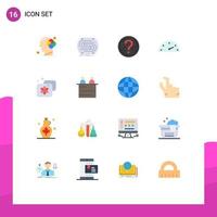 Universal Icon Symbols Group of 16 Modern Flat Colors of beauty speedometer pitch speed solution Editable Pack of Creative Vector Design Elements