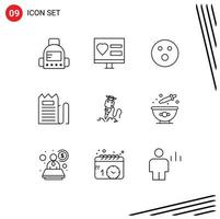 Pictogram Set of 9 Simple Outlines of drill payment golfball invoice checkout Editable Vector Design Elements