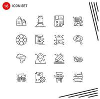 16 Universal Outline Signs Symbols of ball meeting bookmark group report Editable Vector Design Elements