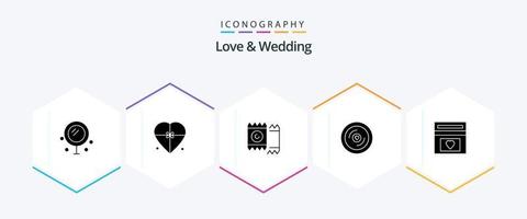 Love And Wedding 25 Glyph icon pack including love. disk. love. lover vector