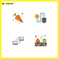 Pack of 4 creative Flat Icons of carrot connection mouse dollor network Editable Vector Design Elements