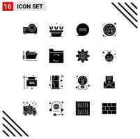 Modern Set of 16 Solid Glyphs and symbols such as repair folder chat disable gas Editable Vector Design Elements