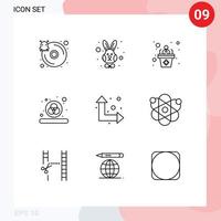 Pack of 9 Modern Outlines Signs and Symbols for Web Print Media such as up down arrow business rgb color Editable Vector Design Elements