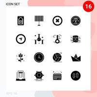 16 Universal Solid Glyph Signs Symbols of laboratory mouse play cursor development Editable Vector Design Elements