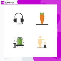 Group of 4 Flat Icons Signs and Symbols for headphones present carrot balance bad Editable Vector Design Elements