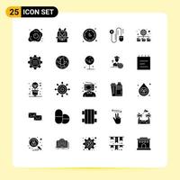 25 Thematic Vector Solid Glyphs and Editable Symbols of database dollar holiday mouse timer Editable Vector Design Elements