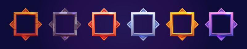 Set of square avatar or rank frames for game ui vector