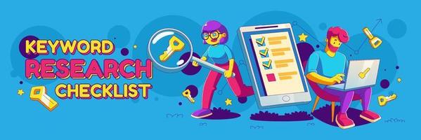 Keyword research checklist, engine optimization vector