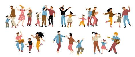 Family dance, rejoice, fun, home party concept vector