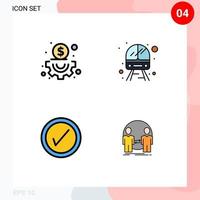 User Interface Pack of 4 Basic Filledline Flat Colors of business user public vehicle clone Editable Vector Design Elements
