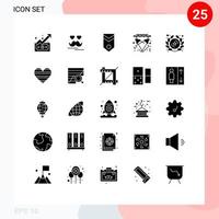 Universal Icon Symbols Group of 25 Modern Solid Glyphs of event light badge lights stripes Editable Vector Design Elements