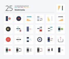 paquete de iconos multimedia de 25 colores planos que incluye flecha. tipo. descendiendo ascendiendo datos vector