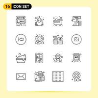 Modern Set of 16 Outlines Pictograph of arrow marketing baby like finger Editable Vector Design Elements