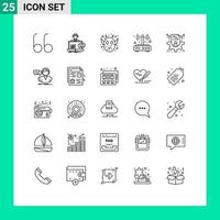 User Interface Pack of 25 Basic Lines of cv wireless face connection router Editable Vector Design Elements