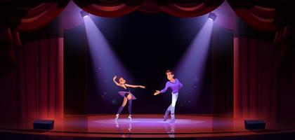 Ballet dancers couple dance on theater stage vector