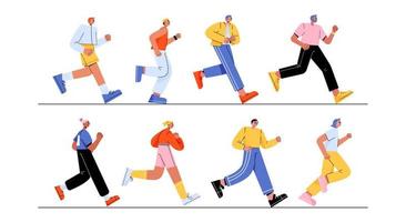 Diverse running people. Concept of sport activity vector