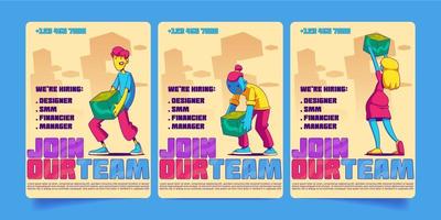 Collection of job hiring hr poster templates vector