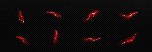 Lightning, electric thunderbolt strike, red impact vector