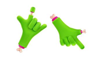 Zombie hands 3d render, pointing finger up or down vector