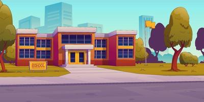 Modern school building in big city illustration vector