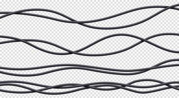 Realistic cables set, flexible electrical wires vector