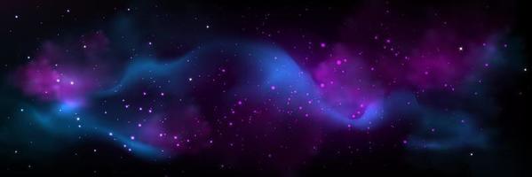 Abstract space galaxy view with blue, pink cloud vector