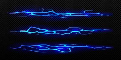 Magic glow in ground cracks, blue glowing cracking vector