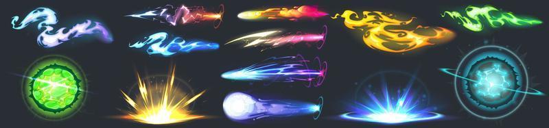 Space guns vfx effect, explosion, laser blasters vector
