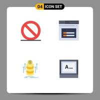 conjunto moderno de 4 iconos y símbolos planos, como elementos de diseño vectorial editables de la pantalla del sitio web de Internet de transferencia cercana vector