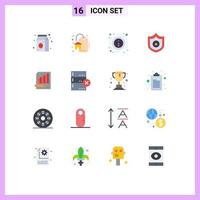 Set of 16 Modern UI Icons Symbols Signs for business analysis info statistics sheriff Editable Pack of Creative Vector Design Elements