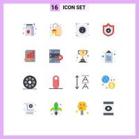 Set of 16 Modern UI Icons Symbols Signs for business analysis info statistics sheriff Editable Pack of Creative Vector Design Elements